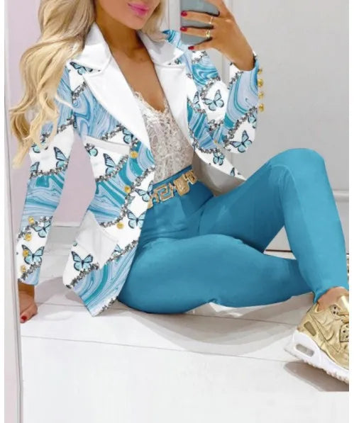 Elegant Two-Piece Blazer and Trouser Set for Women
