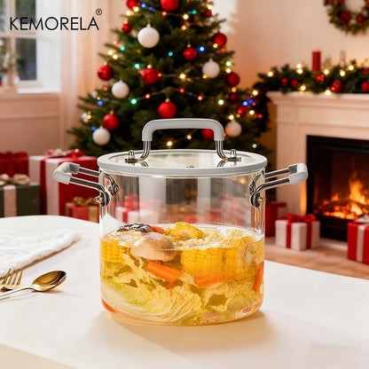 Crystal-Clear Glass Saucepan with Lid