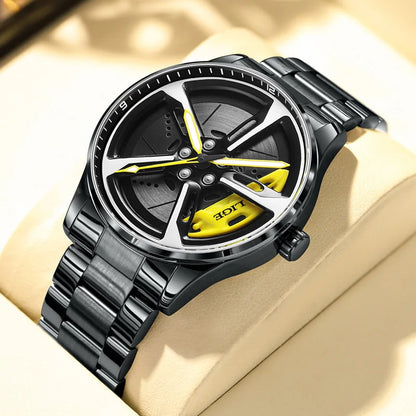 Modern Car Wheel Inspired Men’s Watch