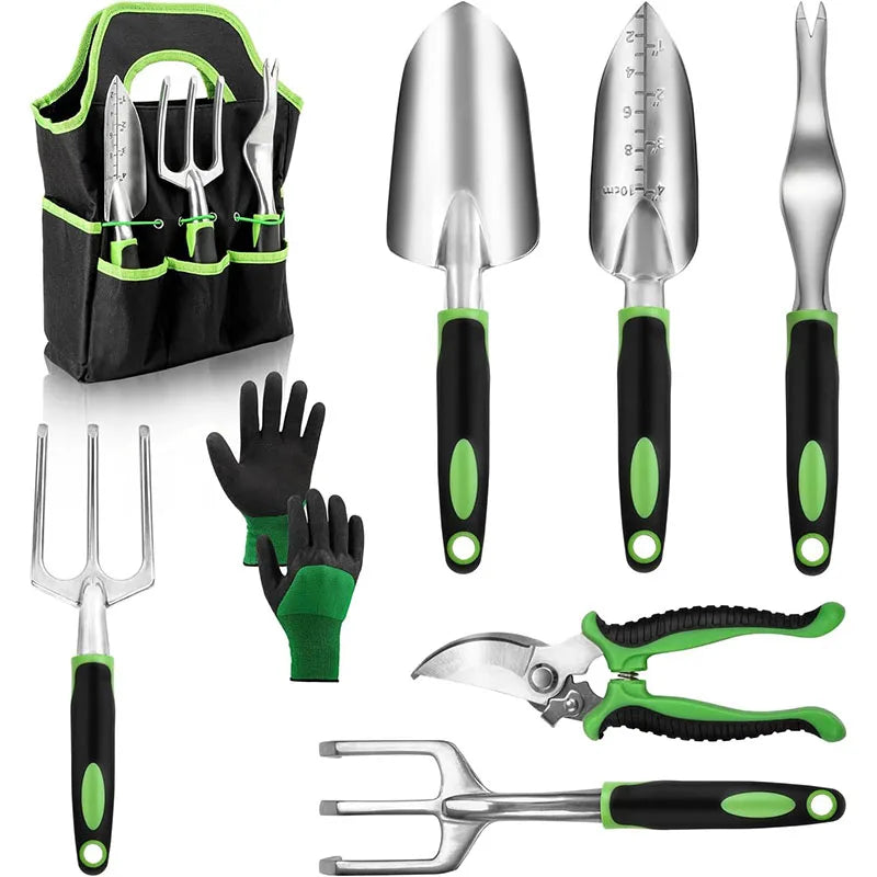 Gardening Tool Set – 8-Piece Heavy-Duty Stainless Steel Kit with Organiser Bag
