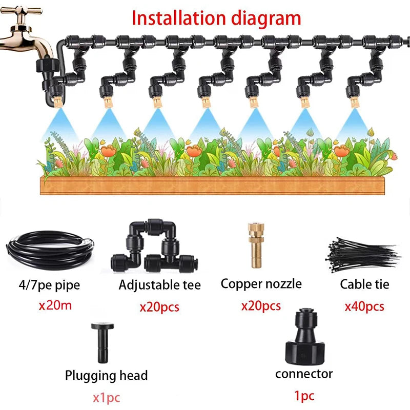 🌿 Smart Garden Misting & Irrigation System – Automatic Watering Kit (5–20m)