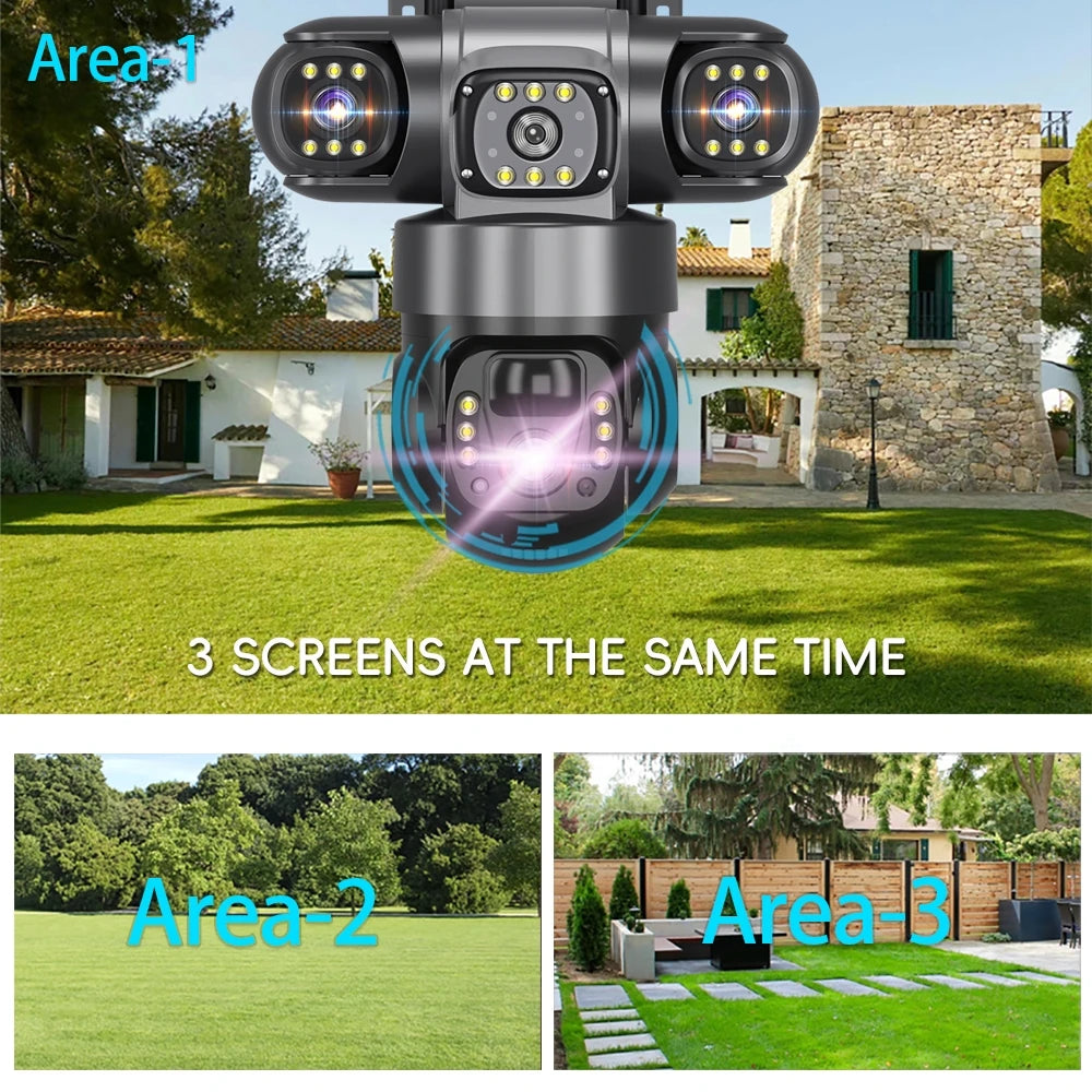 Solar 4G Triple-Lens Security Camera 12MP 6K