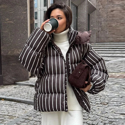 Women’s Striped Hooded Cotton Jacket