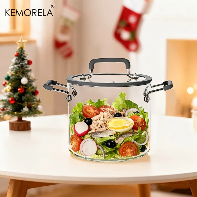 Crystal-Clear Glass Saucepan with Lid