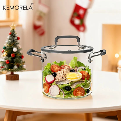 Crystal-Clear Glass Saucepan with Lid